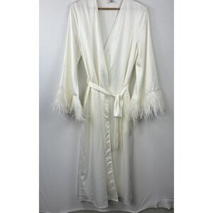 Rya Collection Robe XL NEW Cream Ostritch Feather Sleeves Glam Bridal Hooneymoon